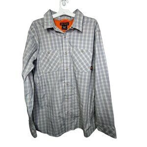 Walls Mens Plaid Long Sleeve Pearl Snap Shirt 2XL Cotton Blend Workwear Gray
